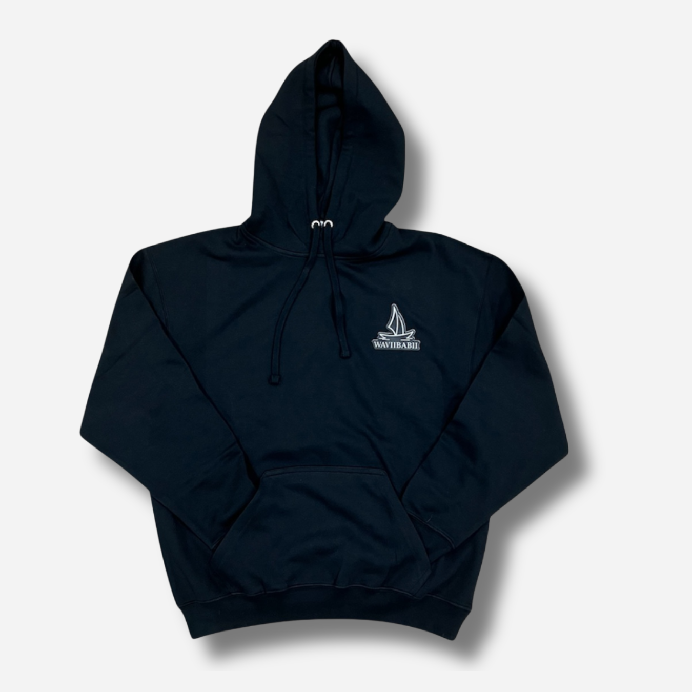 WAVII BABII Black Hoodie (Cream Print)