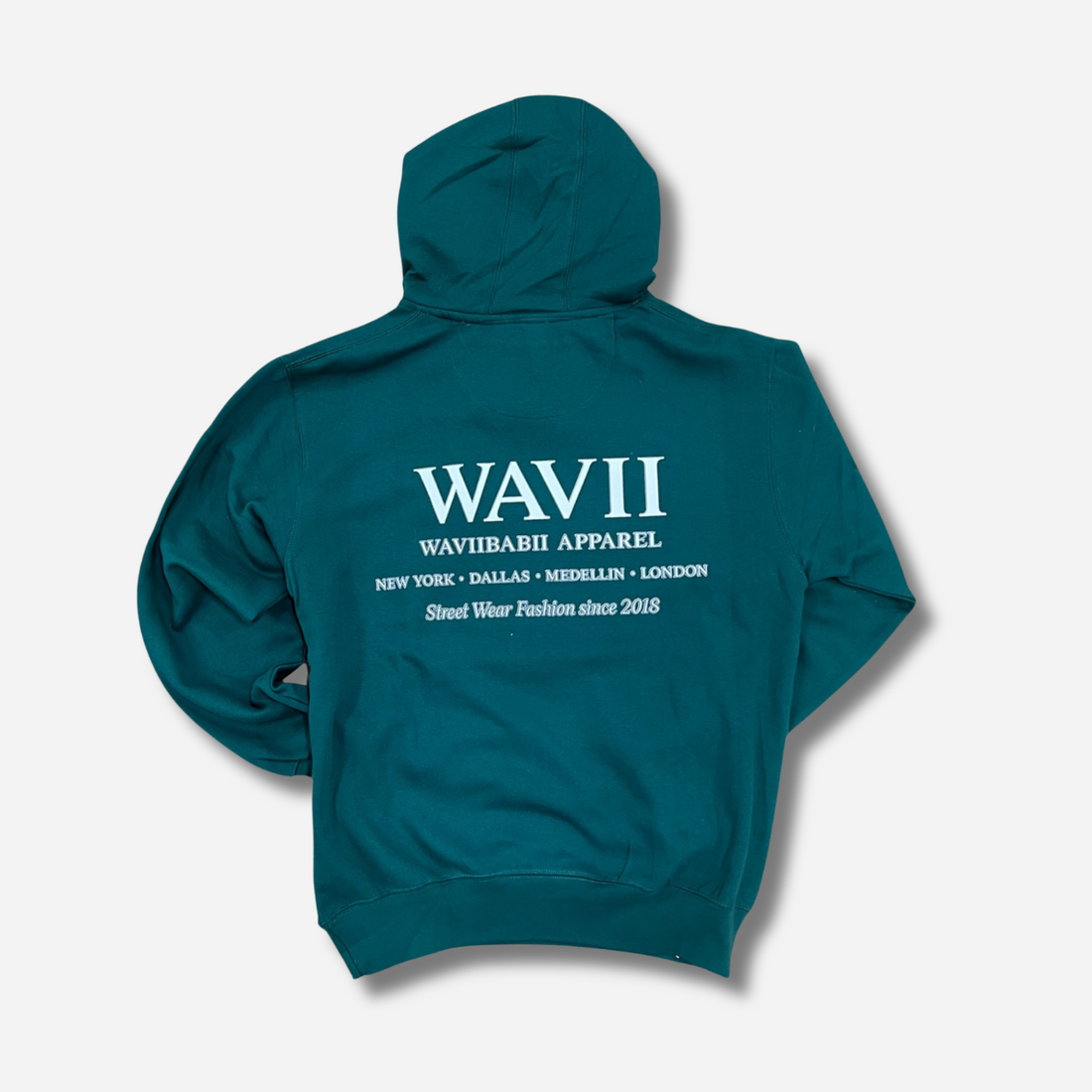 WAVII BABII Forest Green Hoodie (Cream Print)