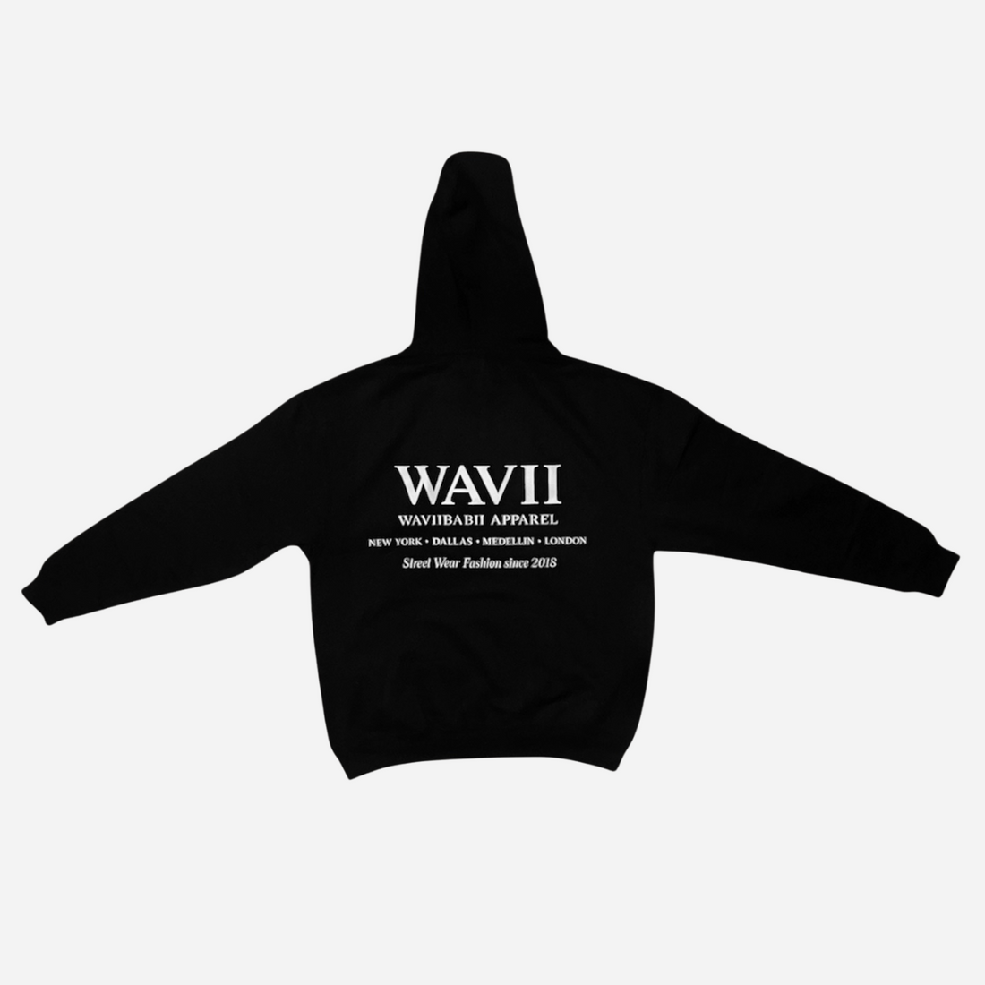WAVII BABII Black Hoodie (Cream Print)
